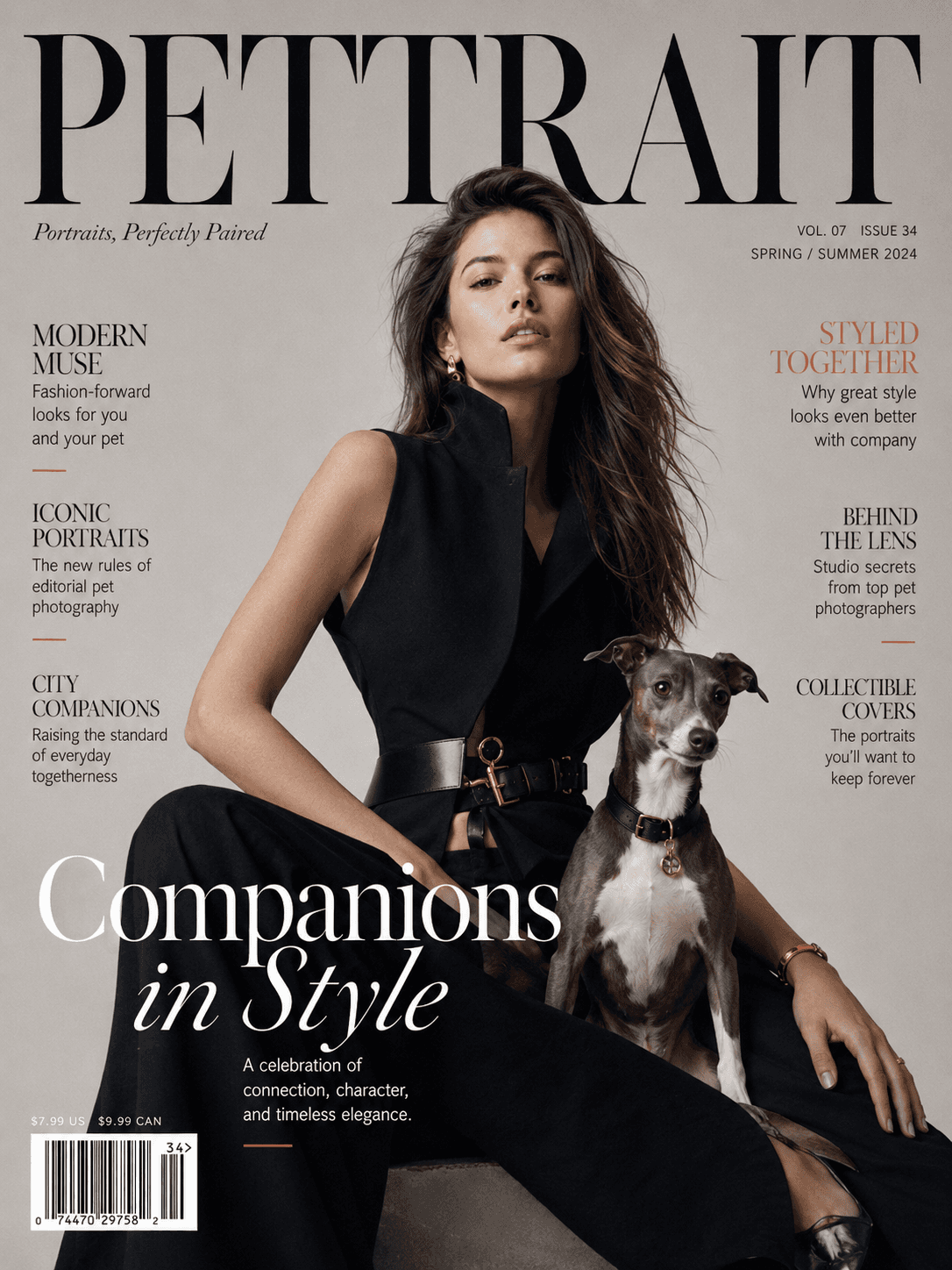 Hollywood style magazine cover pet artwork